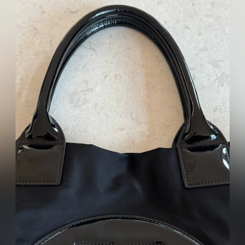 Tory Burch Black Nylon Tote with Patent Logo - Picture 8 of 15